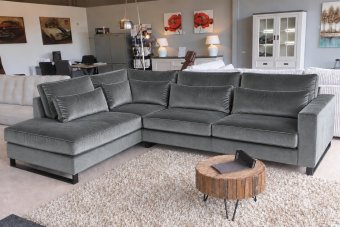 Hoekbank Naarden-Express in velvetstof – materiaalimpressie