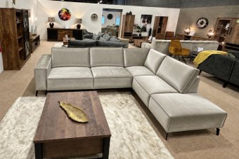 Hoekbank Nieuwegein  in velvetstof – materiaalimpressie