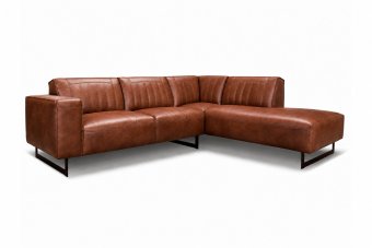 Hoekbank Scherpenisse in leer – materiaalimpressie