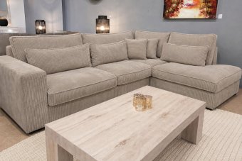 Hoekbank Terheijden in taupe – kleurimpressie