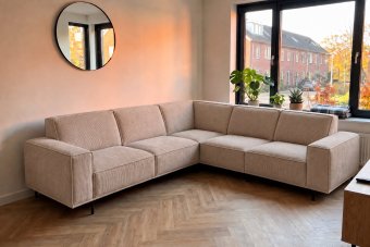 Huizen 2 Zits + Hoek + 2 Zits in ribstof – materiaalimpressie