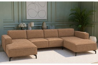Huizen Longchair + 2 Zits + Longchair in bruin – kleurimpressie