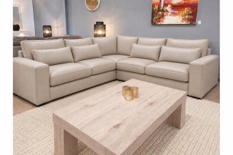 Ijsselstein 2 + Hoek + 2 Zits in leer – materiaalimpressie