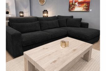 Ijsselstein 2 Zits + Longchair in zwart – kleurimpressie