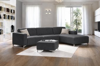 Kerkdriel 2 Zits + Longchair in antraciet – kleurimpressie
