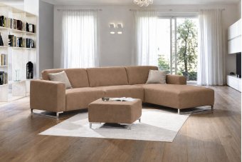 Kerkdriel 2 Zits + Longchair in bruin – kleurimpressie