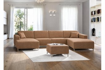 Kerkdriel Longchair + 2 Zits + Longchair in bruin – kleurimpressie