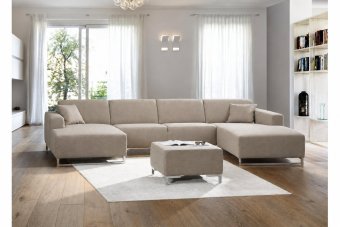 Kerkdriel Longchair + 2 Zits + Longchair in taupe – kleurimpressie