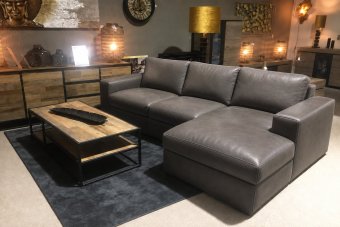 Leiden Longchair in leer – materiaalimpressie