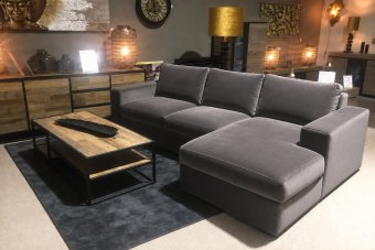 Leiden Longchair in velvetstof – materiaalimpressie