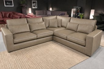Leusden 2 + Hoek + 2 Zits in leer – materiaalimpressie