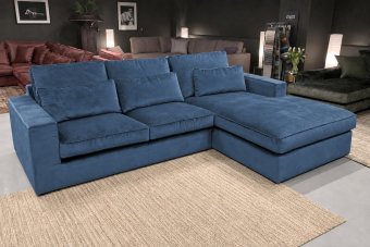 Leusden 2 Zits + Longchair in blauw – kleurimpressie