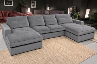 Leusden Longchair + 2.5 + Ottomaan Groot Express in grijs – kleurimpressie