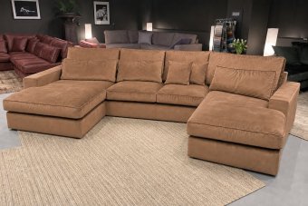 Leusden Longchair + 2 + Longchair in bruin – kleurimpressie