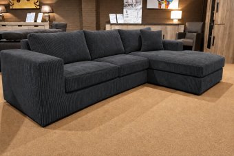 Loenen 2 zits + Longchair in antraciet – kleurimpressie