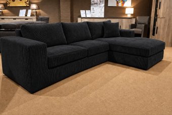 Loenen 2 zits + Longchair in zwart – kleurimpressie
