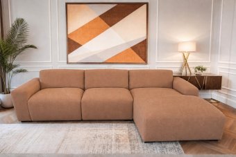 Loungebank Delft in cognac – kleurimpressie