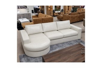 Loungebank Rond Aalsmeer in leer – materiaalimpressie