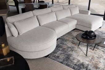 Loungebank Rond Amstelveen in ribstof – materiaalimpressie