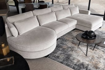 Loungebank Rond Amstelveen in velvetstof – materiaalimpressie
