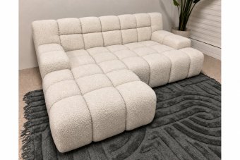 Loungebank Tiel in teddystof – materiaalimpressie