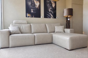 Marle Longchair in leer – materiaalimpressie