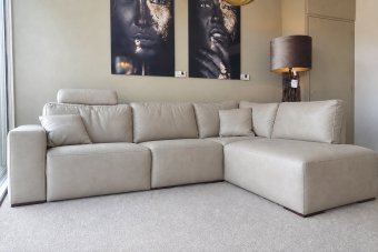 Marle Ottomaan in leer – materiaalimpressie