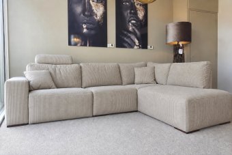 Marle Ottomaan in ribstof – materiaalimpressie