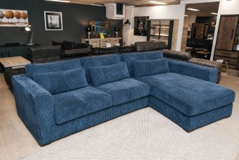 Merselo 2 Zits + Longchair in blauw – kleurimpressie