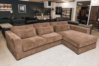 Merselo 2 Zits + Longchair in bruin – kleurimpressie