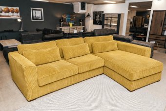 Merselo 2 Zits + Longchair in geel – kleurimpressie