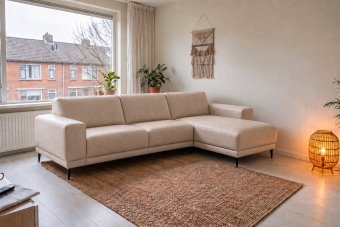 Mijdrecht 2 Zits + Longchair in leer – materiaalimpressie