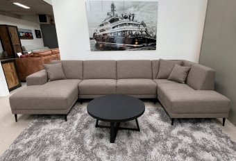 Taupe bank Mijdrecht · Longchair + 2 Zits + Ottomaan 392cm – A-meubel