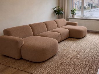 Nijmegen Longchair + 2 Zits + Longchair in bruin – kleurimpressie