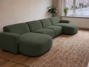 Nijmegen Longchair + 2 Zits + Longchair in groen – kleurimpressie