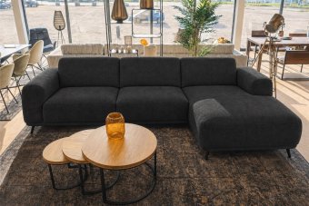 Olst 2 Zits + Longchair in zwart – kleurimpressie