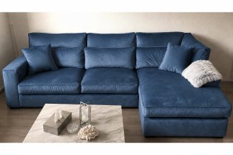 Oudenbosch 2 Zits + Longchair in blauw – kleurimpressie