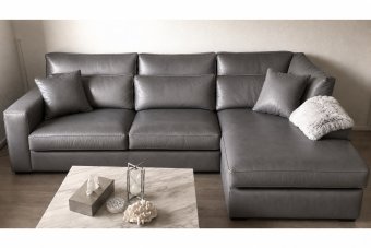Oudenbosch 2 Zits + Longchair in leer – materiaalimpressie