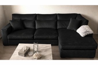 Oudenbosch 2 Zits + Longchair in zwart – kleurimpressie