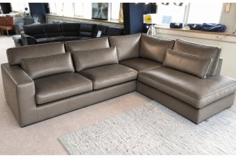 Oudenbosch Loungebank in leer – materiaalimpressie