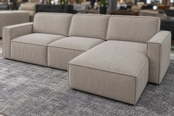 Papendrecht 2 Zits + Longchair in ribstof – materiaalimpressie