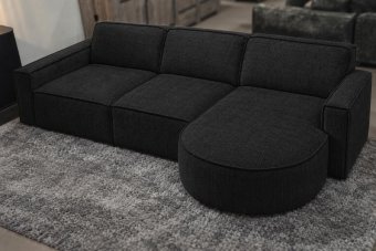 Papendrecht 2 Zits + Longchair Rond in zwart – kleurimpressie