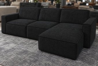 Papendrecht 2 Zits + Longchair in zwart – kleurimpressie