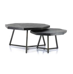 Salontafel Octagon Set van 2 76cm/60cm - Zwart - 1646