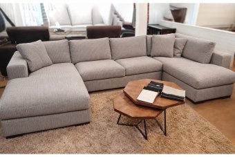 Sloterdijk Loungebank in ribstof – materiaalimpressie