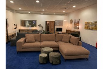 Stroe 2.5 Zits + Longchair in bruin – kleurimpressie