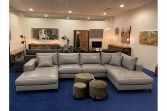 Stroe Loungebank in leer – materiaalimpressie