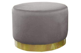 Taupe Poef Lexmond 80x47cm met spiegelrand – A-meubel