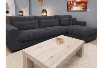 Terheijden 2 Zits + Longchair in antraciet – kleurimpressie