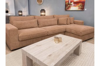 Terheijden 2 Zits + Longchair in cognac – kleurimpressie